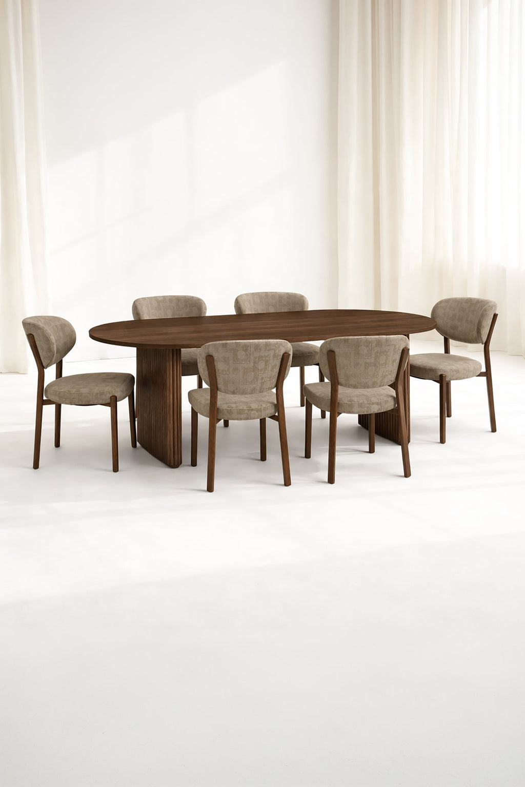 Suzie - Ensemble Table 230Cm - Tissu/Mdf - Taupe