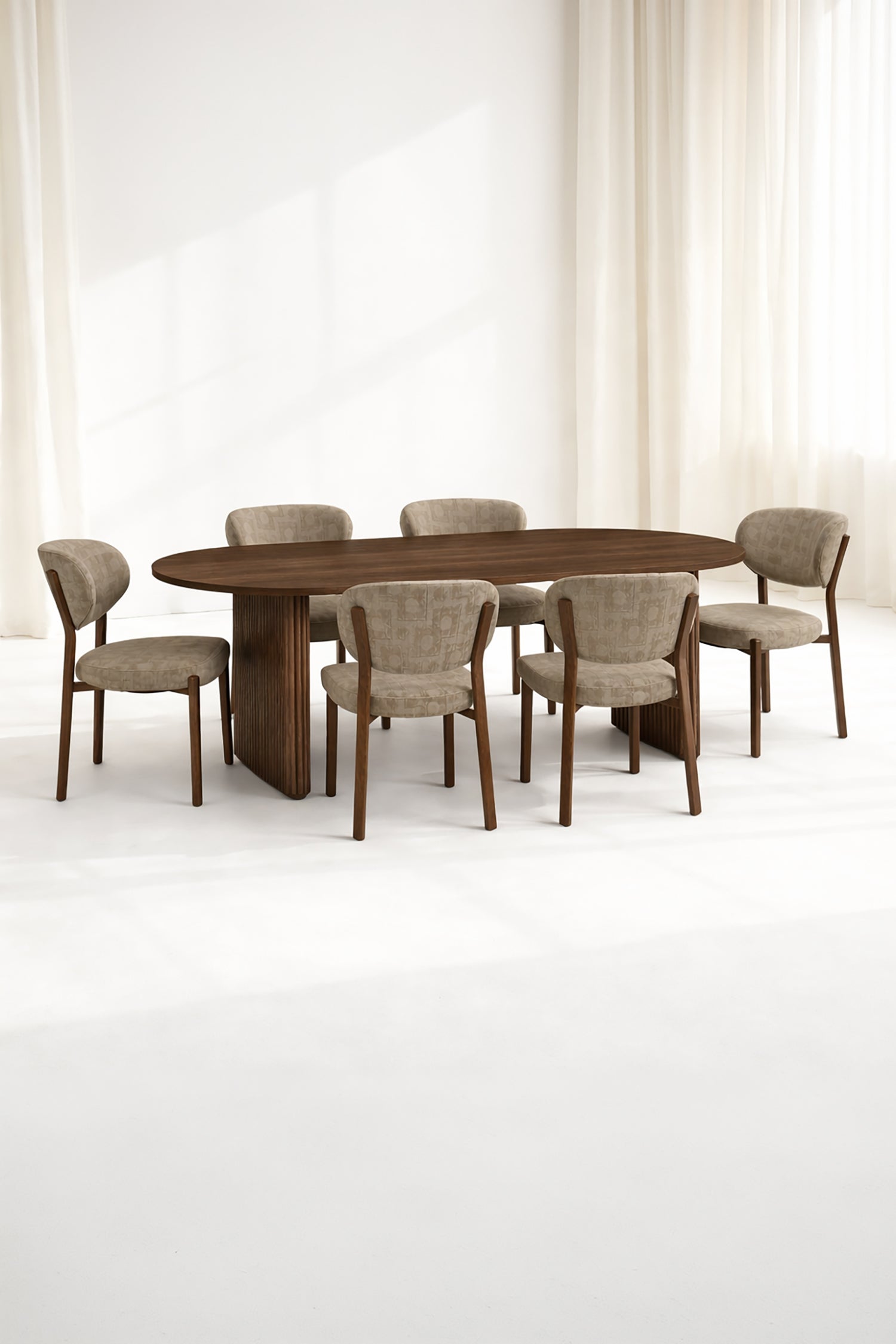 Suzie - Ensemble Table 230Cm - Tissu/Mdf - Taupe
