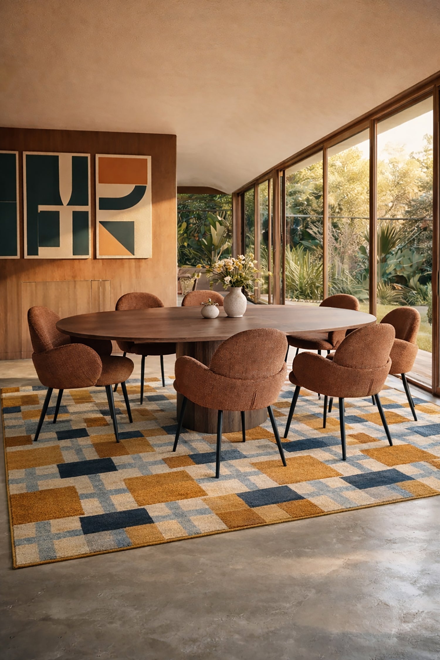 Ginette - Ensemble Table Extensibl - Tissu - Terracotta