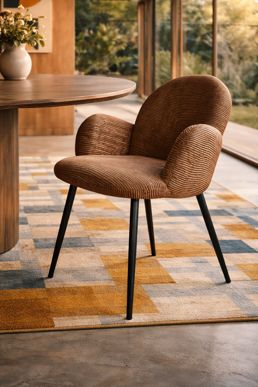 Ginette - Ensemble Table Extensibl - Tissu - Terracotta