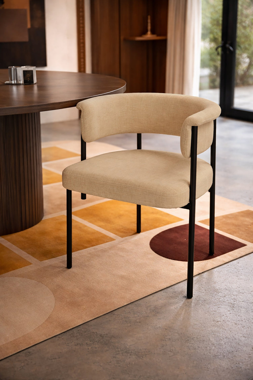 Colette - Ensemble Table Extensibl - Tissu/Mdf - Beige