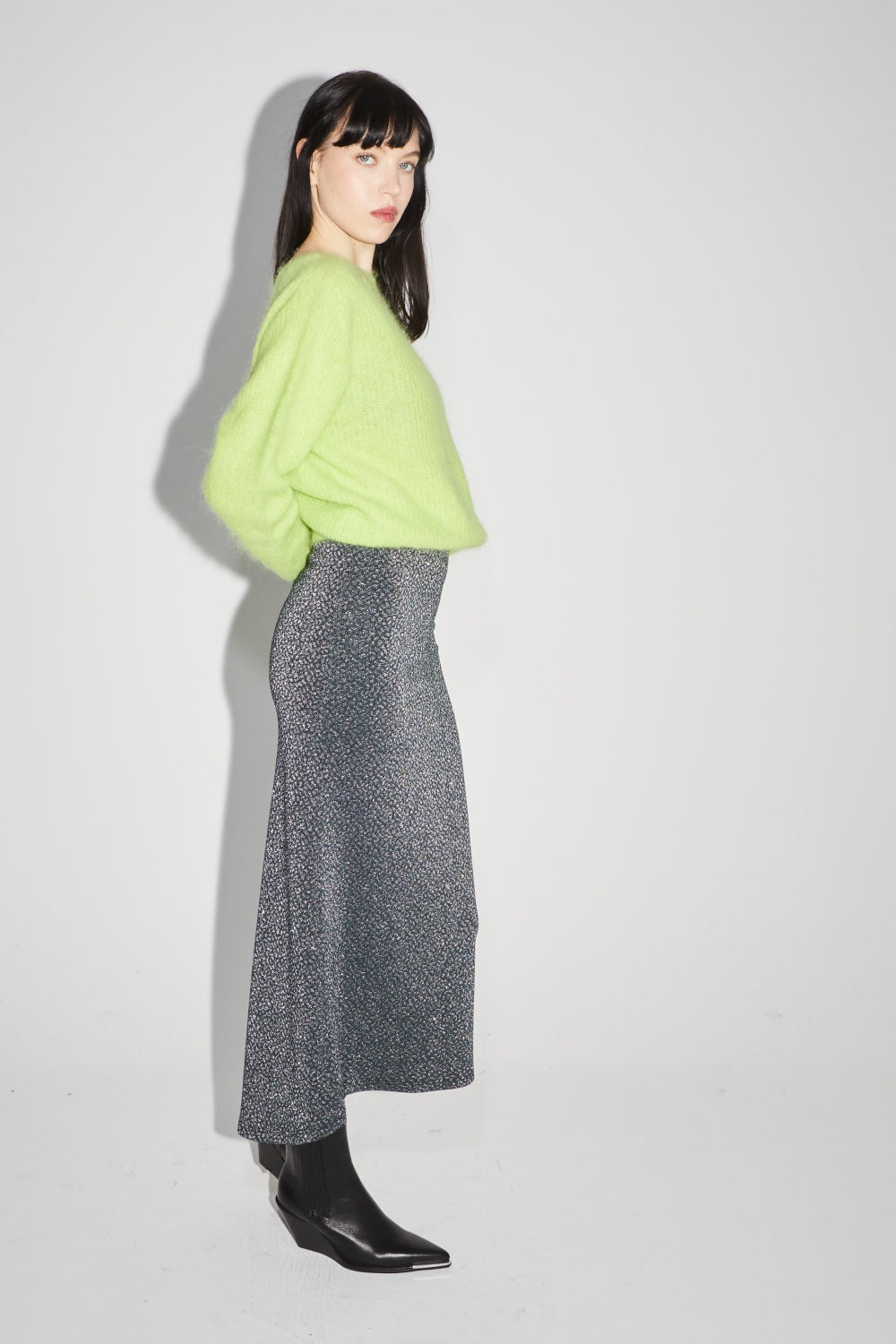 The Serena Maxi Skirt in Léo Green Knit