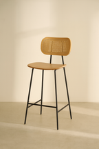 Nosara - Lot De 2 Chaises De Bar - Rotin/Métal/Bois - Noir/Naturel