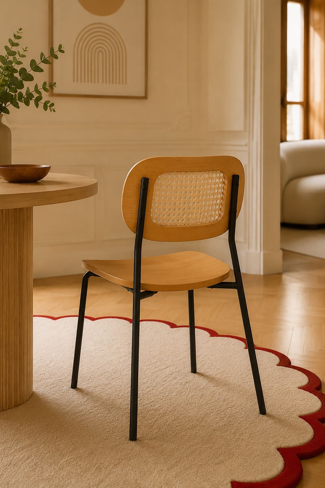 Nosara - Lot De 2 Chaise - Rotin/Métal/Bois - Noir/Naturel