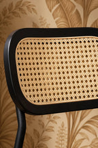 Nosara - Lot 2 Chaises - Velours Cotelé/Rotin/Métal/Bois - Noir