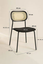 Nosara - Lot 2 Chaises - Velours Cotelé/Rotin/Métal/Bois - Noir