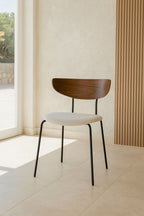 Juego de 2 sillas Riva - Madera, metal y pana - Beige
