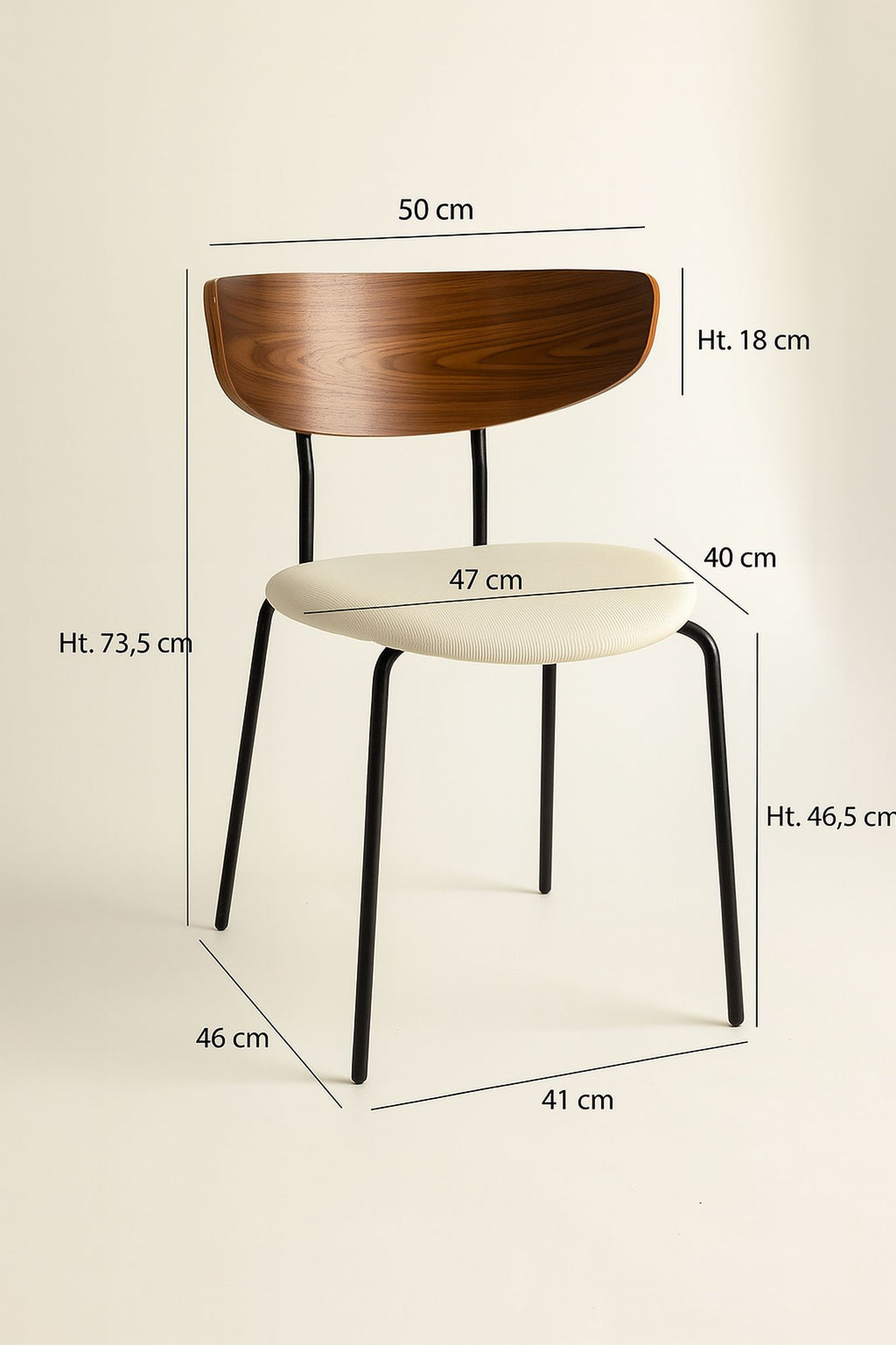 Juego de 2 sillas Riva - Madera, metal y pana - Beige