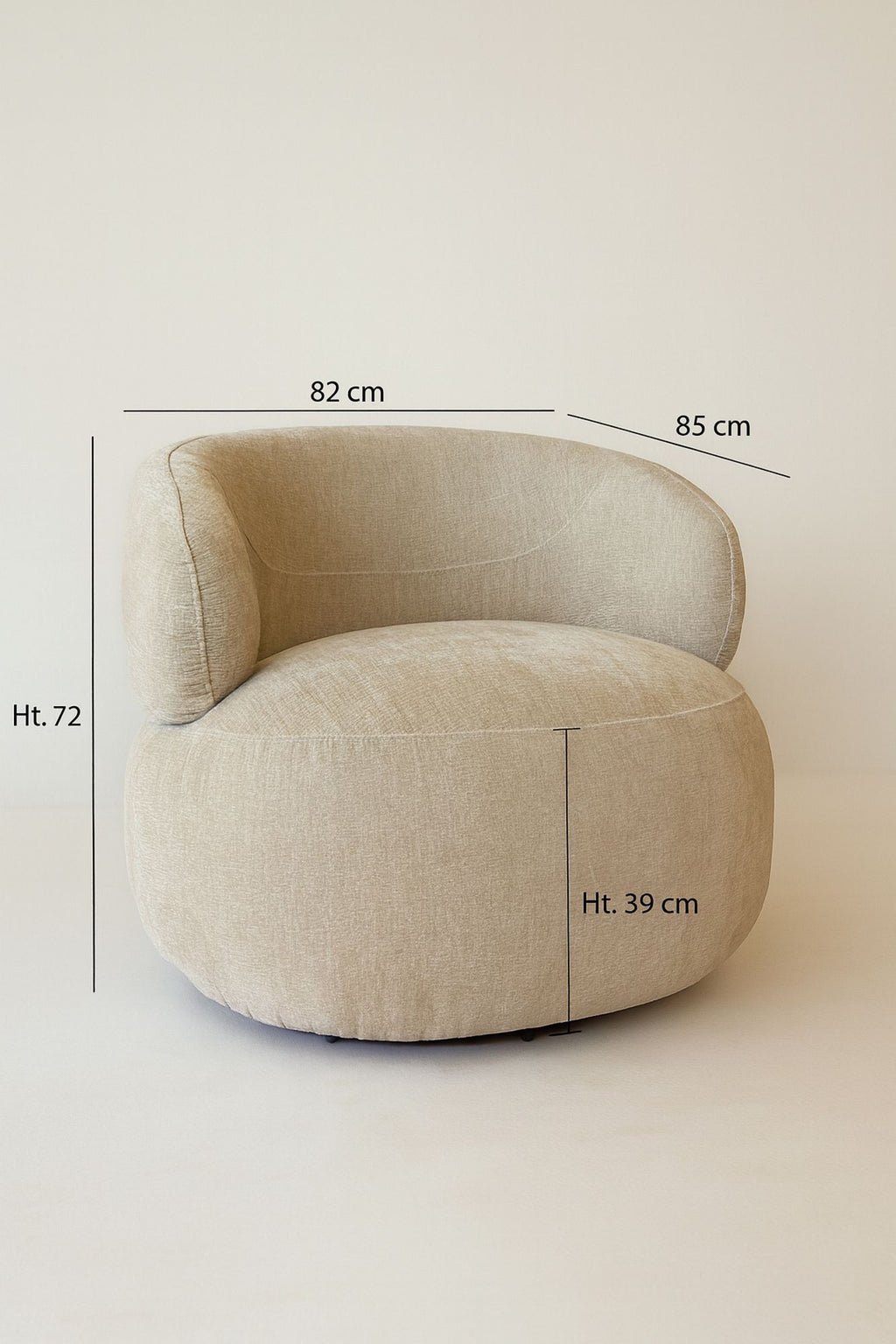 Sillón giratorio Glove de terciopelo texturizado - Beige