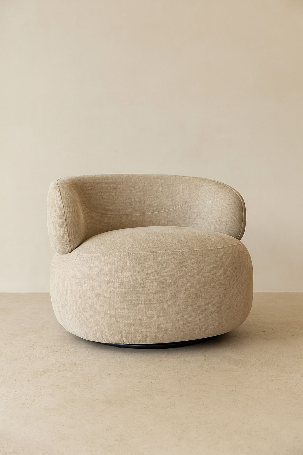 Sillón giratorio Glove de terciopelo texturizado - Beige