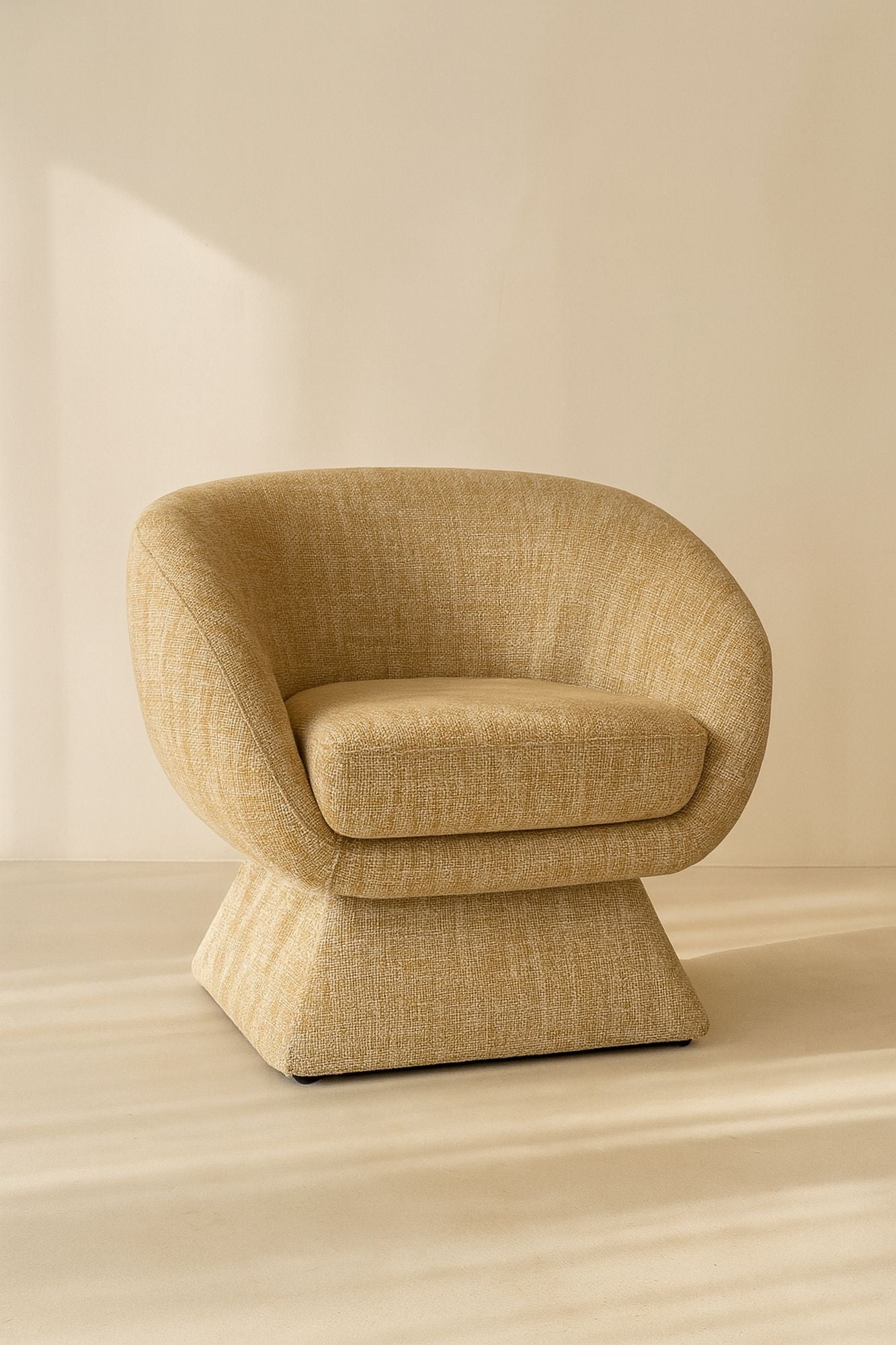 Sillón giratorio años 60 - Tela Tweed - Ocre amarillo
