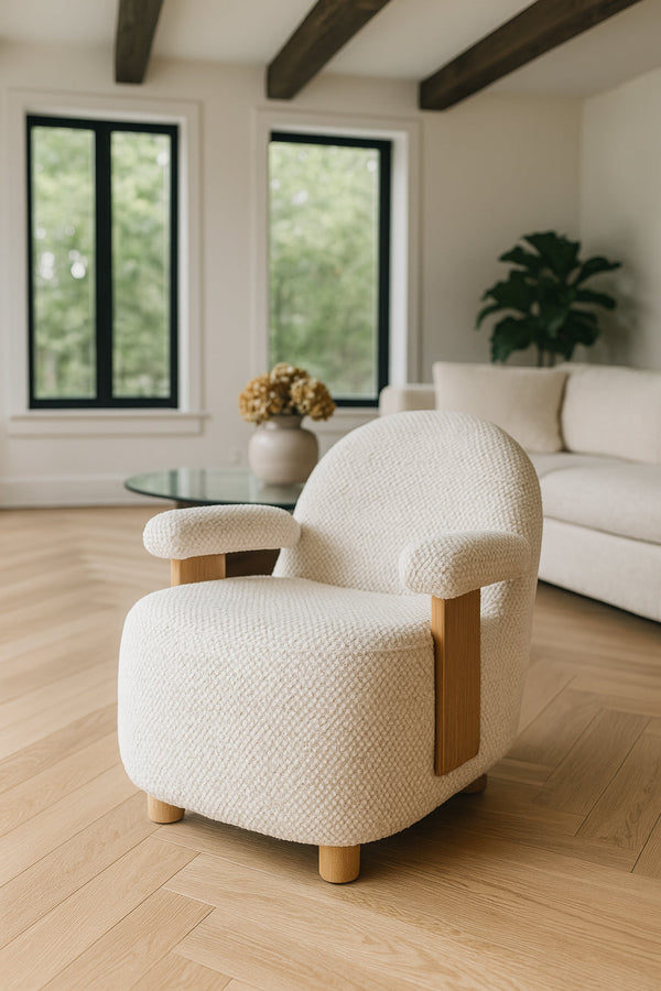 Ulysse - Lænestol - Bouclé/Træ - Beige