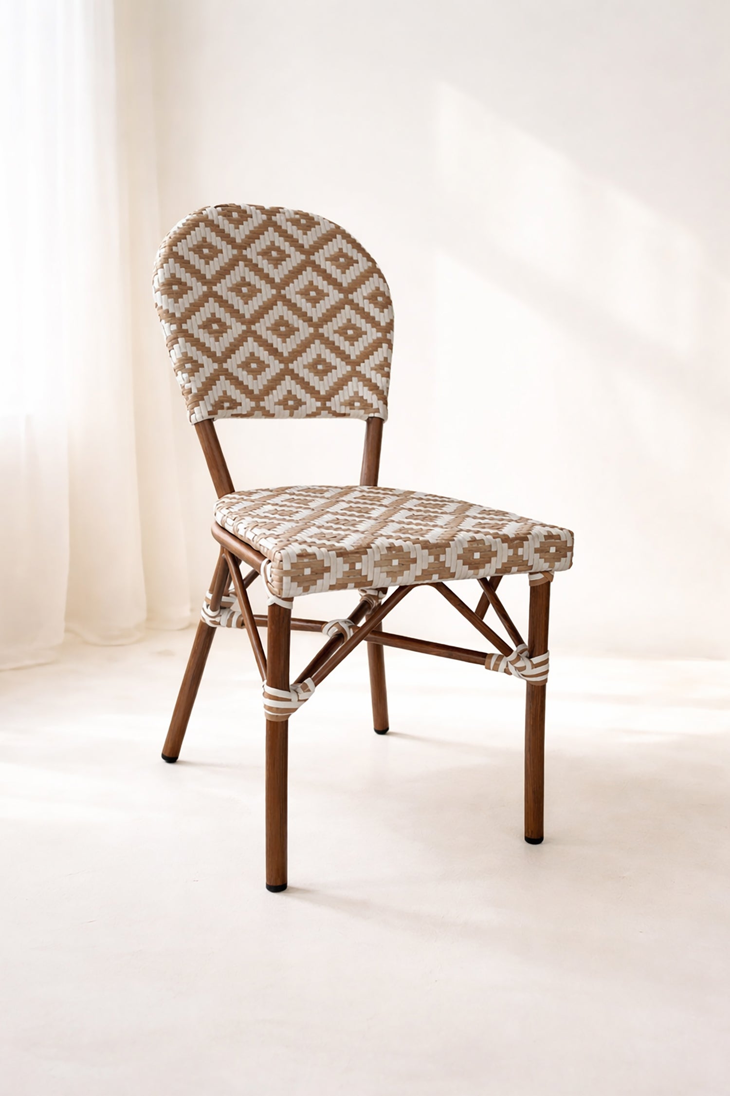 Scala - Lot 2 Chaises - Aluminium Effet Rotin - Noisette/Noyer