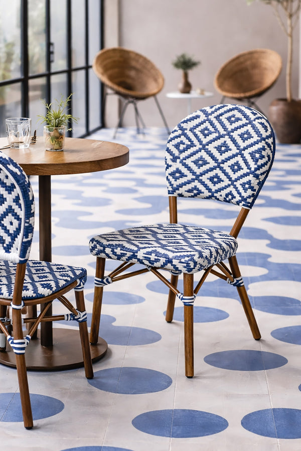 Scala - Set of 2 Chairs - Rattan/Aluminium/Textilene - Blue