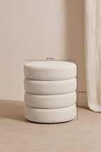 Malo - Pouf - Teddy/Tissu/Bois - Blanc