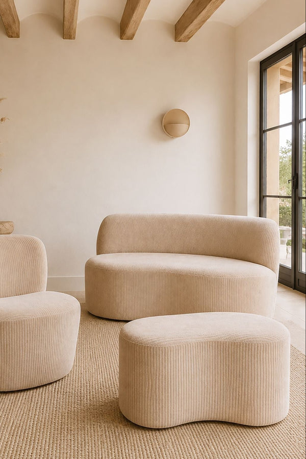 Come - Bænk med ryglæn - Fløjl - Beige