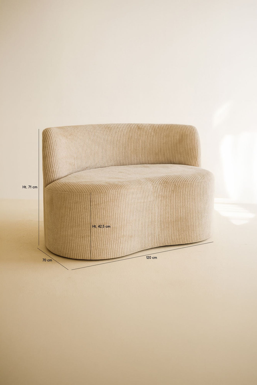 Come - Bench With Backrest - Velvet - Beige