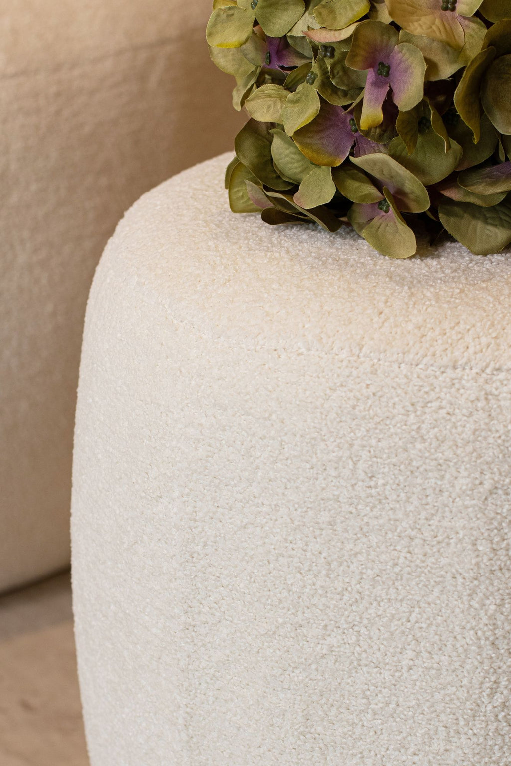 Malo Swivel Pouf - Bouclette Fabric - Ecru
