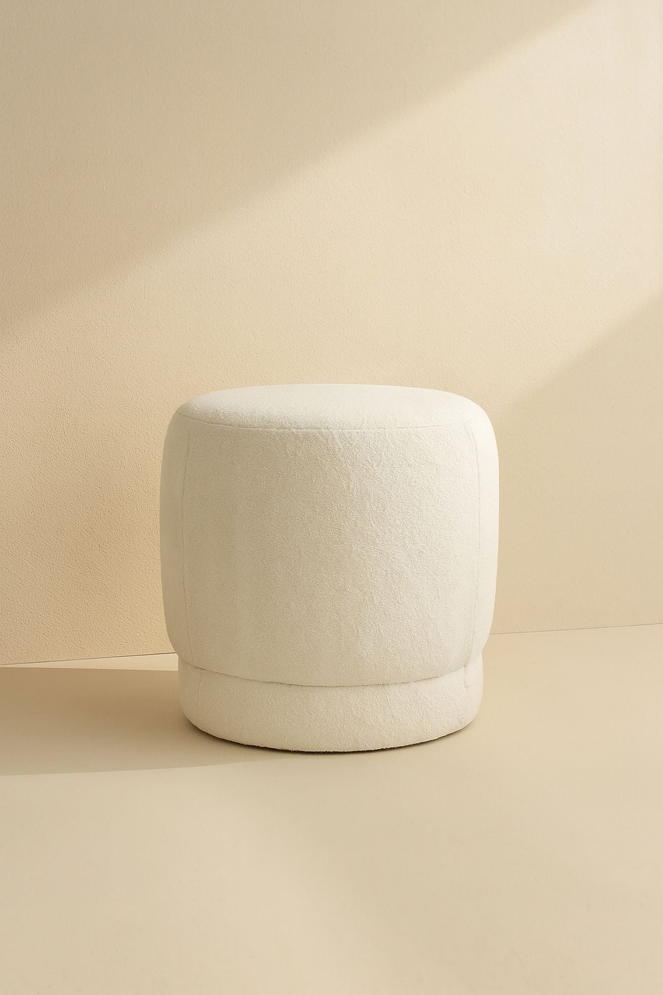 Malo Swivel Pouf - Bouclette Fabric - Ecru
