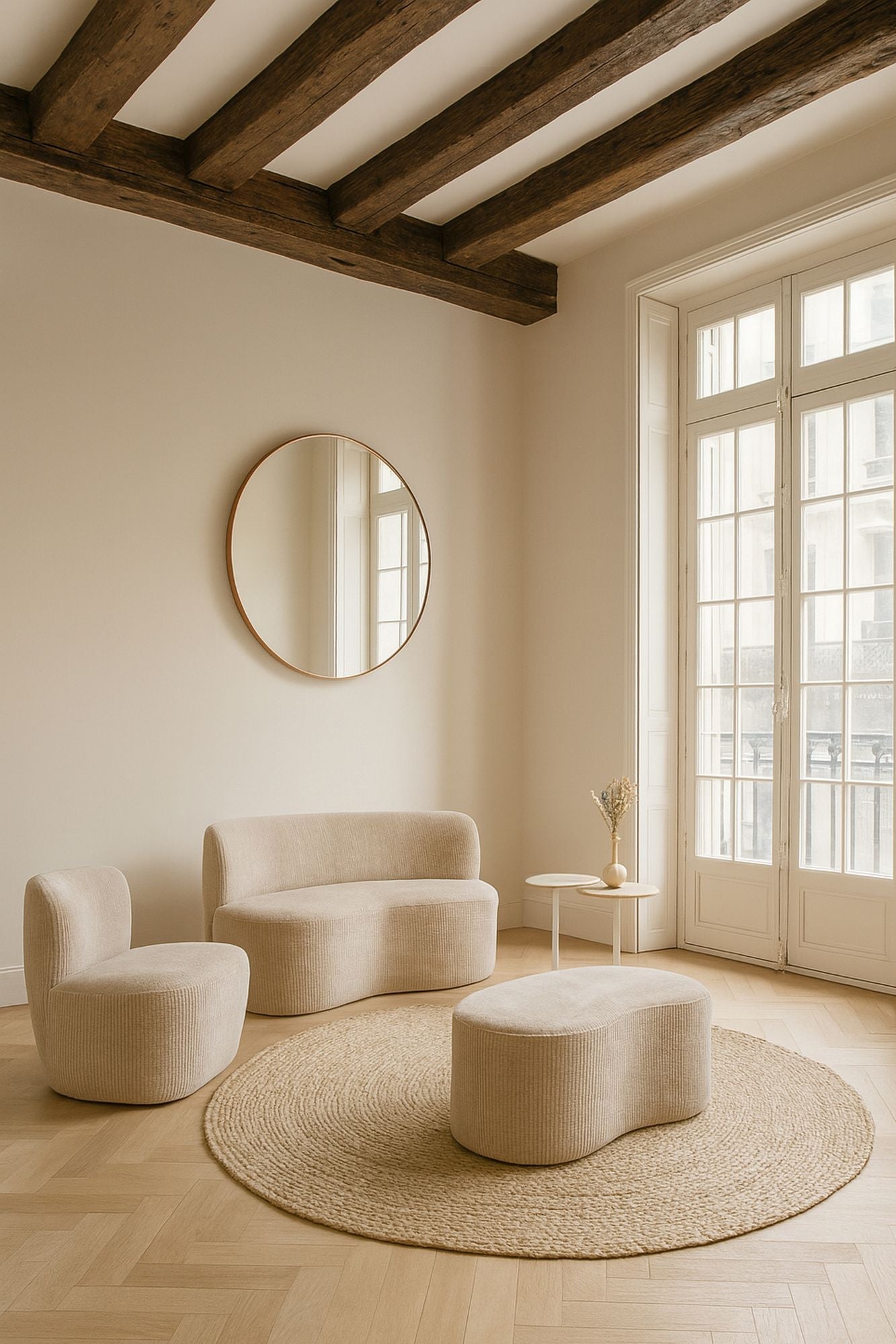 Come - Banc - Velours Cotelé/Tissu - Beige