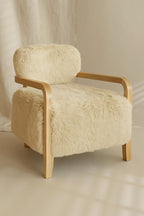 Beige Fur Effect Yak Armchair