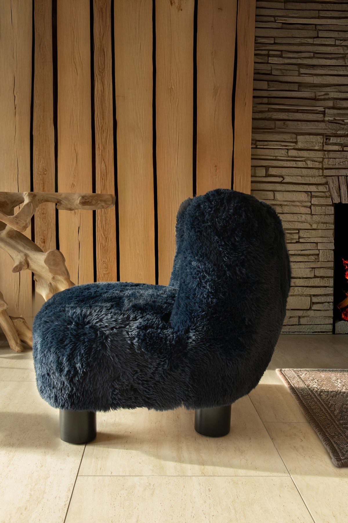 Artic - Sillón - Pelo/Madera - Negro/Azul