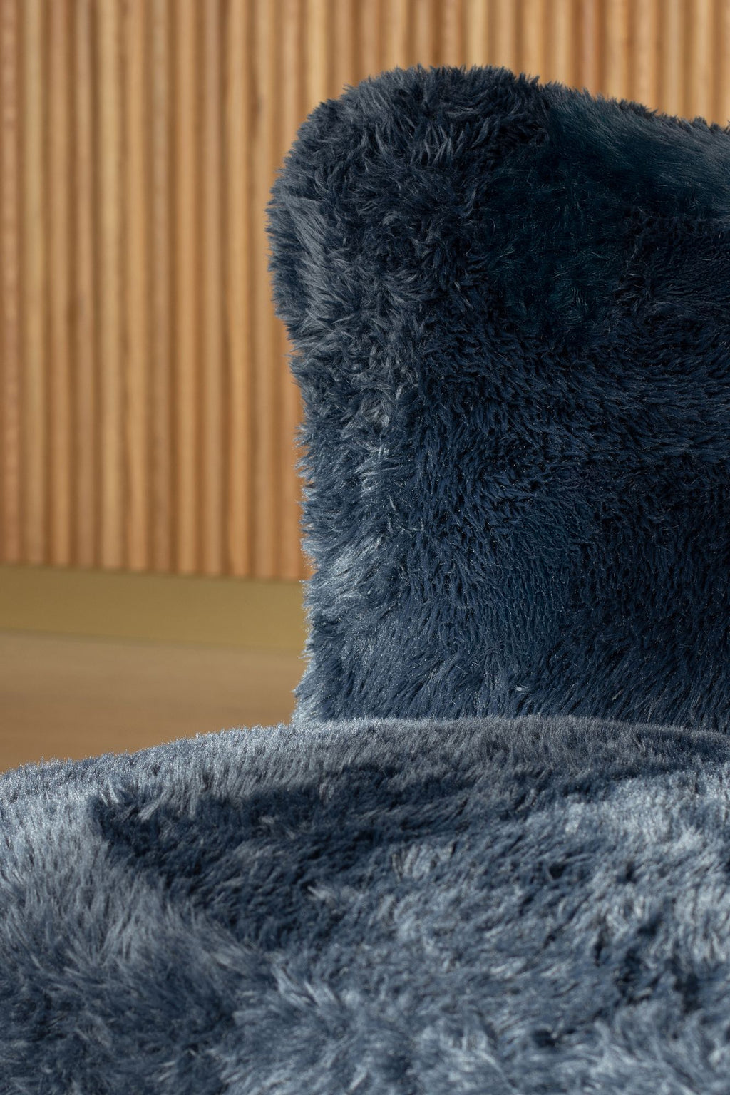 Artic - Fauteuil - Fourrure/Bois - Noir/Bleu
