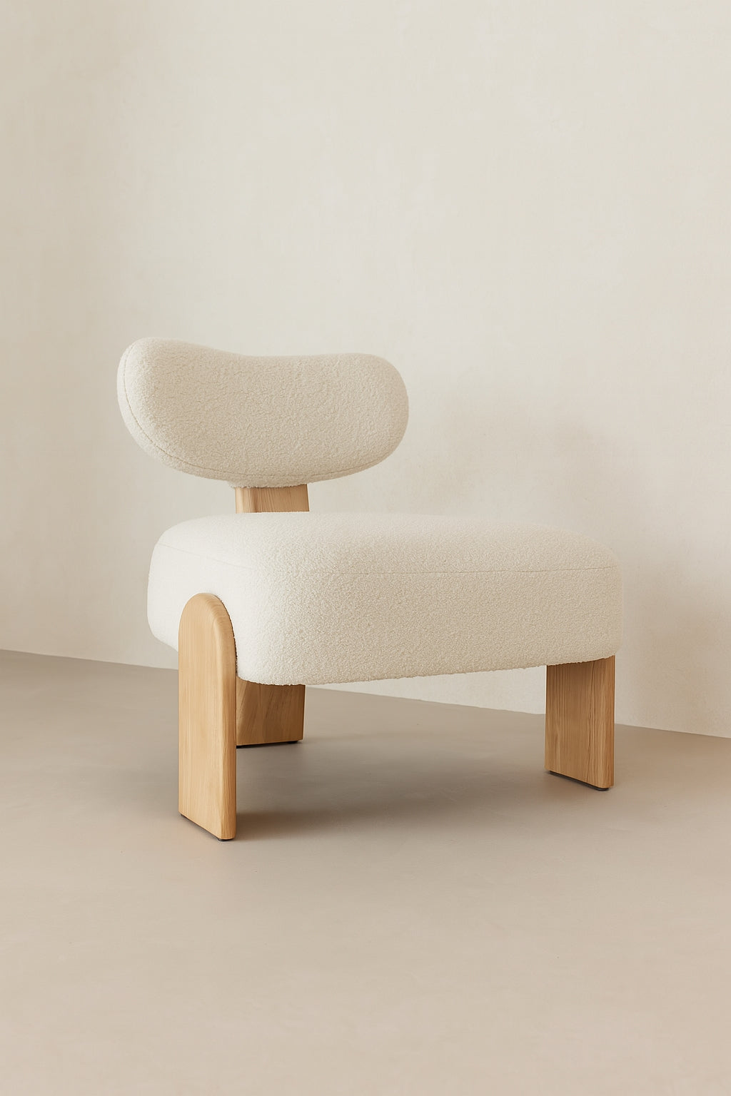 Hella - Sillón - Tejido Bouclé/Madera - Blanco