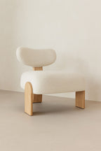 Hella - Fauteuil - Tissu Bouclette/Bois - Blanc