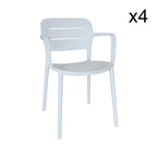 Sunset - Lot 4 Fauteuils De Table - Polypropylène - Blanc