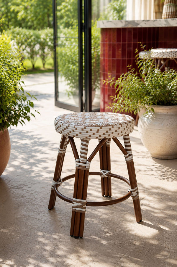 Scala - Low Stool - Aluminum Rattan/Textilene Look - Hazelnut