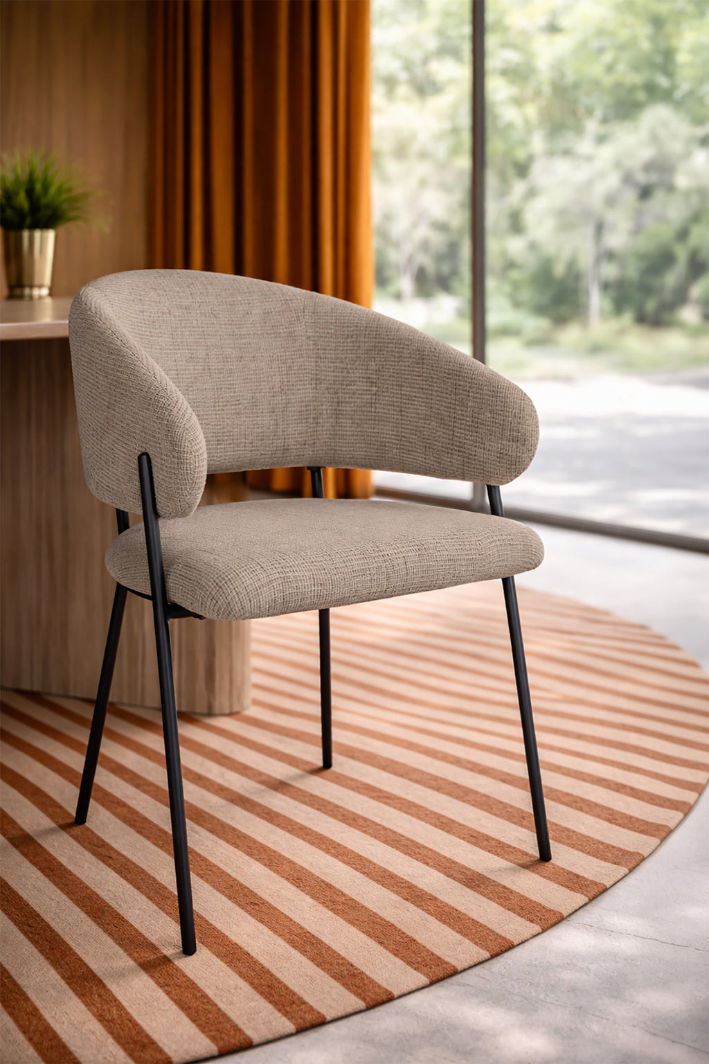 Eros - Lot 2 Faut /Table - Tissu Tweed/Metal - Noir/Latte