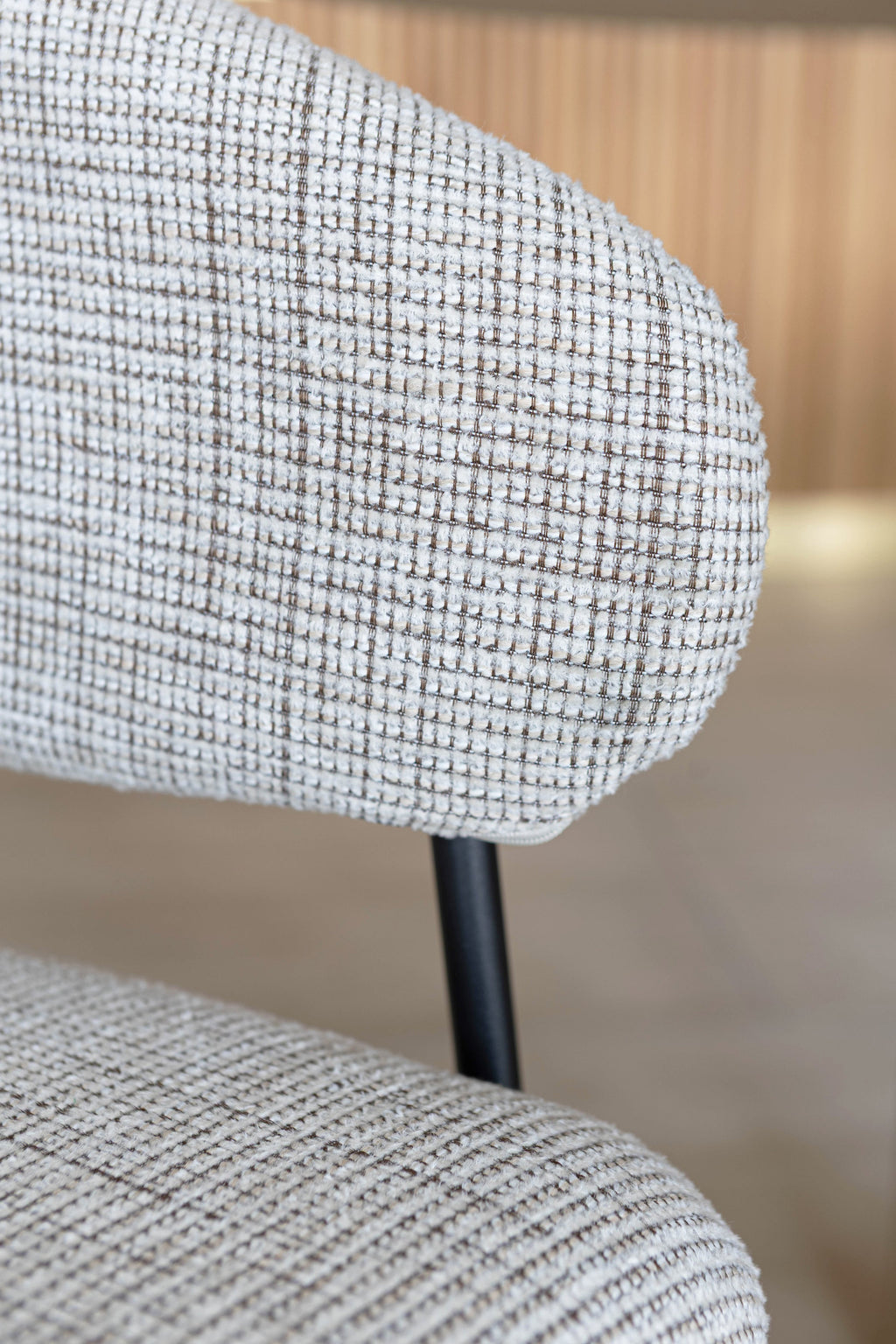 Eros - Lot 2 Faut /Table - Tissu Tweed/Metal - Noir/Latte