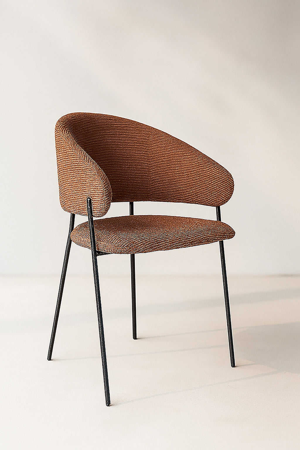 Eros - Lot 2 Faut / Table - Tissu Tweed/Metal - Brique/Noir