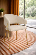 Eros - Lot 2 Faut / Table - Tissu Tweed/Metal - Ecru/Noir