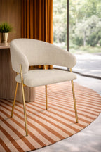Eros - Lot 2 Faut / Table - Tissu Tweed/Metal - Ecru/Noir