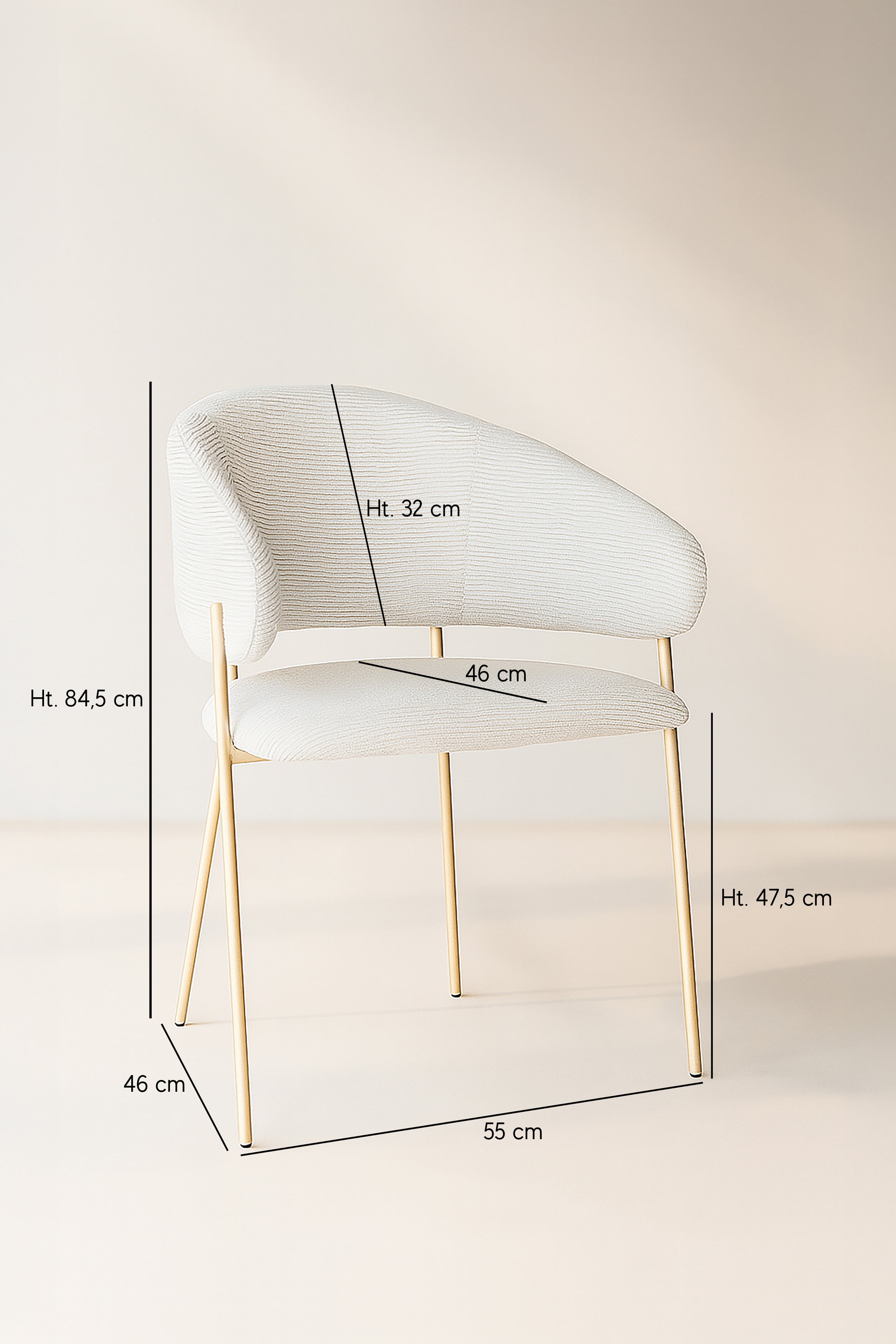 Eros - Lot 2 Faut / Table - Tissu Tweed/Metal - Ecru/Noir