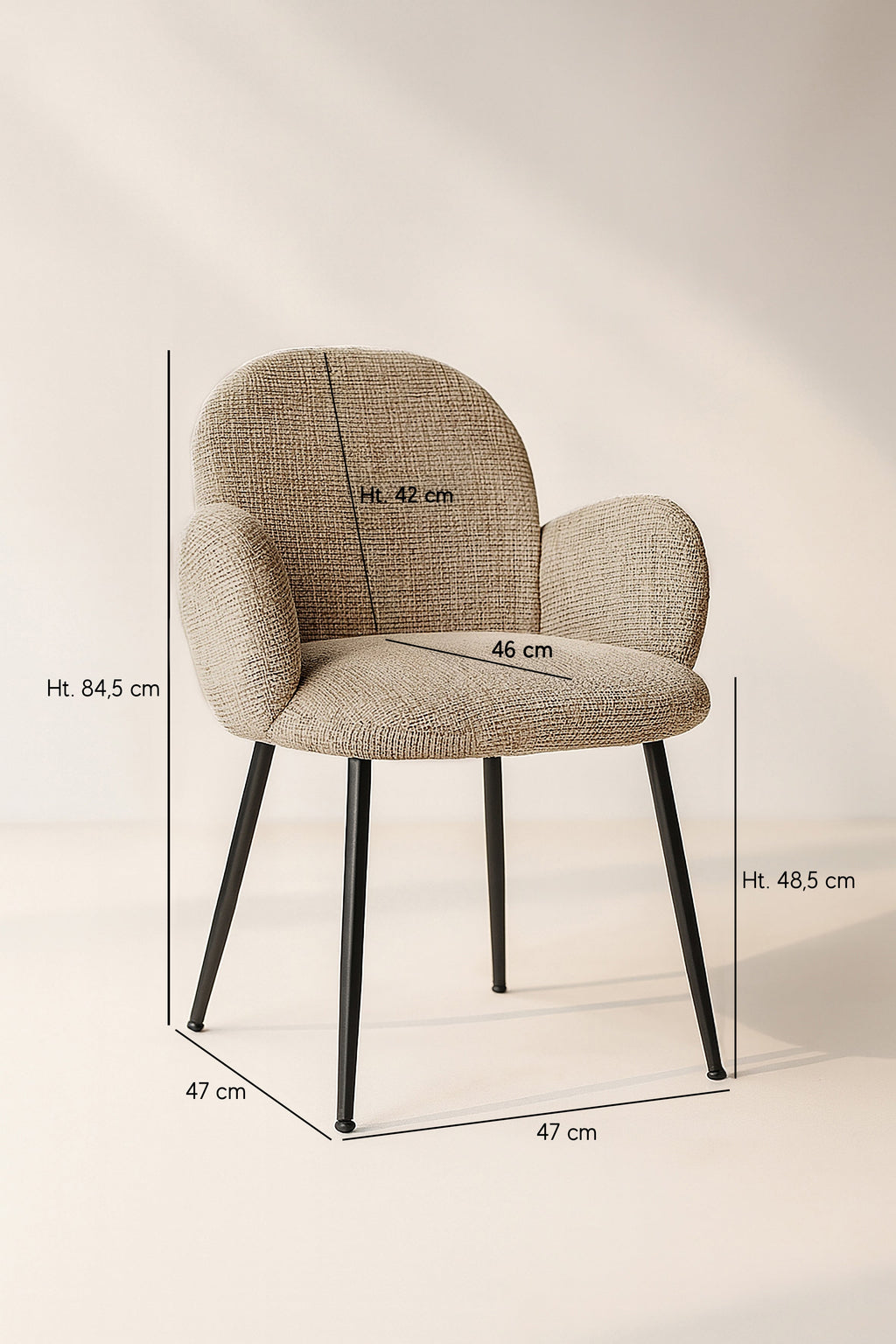 Lot De 2 Fauteuils Ginette - Tissu Tweed Tabac