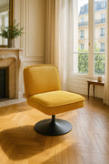 Funky Swivel Armchair - Corduroy - Saffron With Black Metal Legs