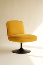 Funky Swivel Armchair - Corduroy - Saffron With Black Metal Legs