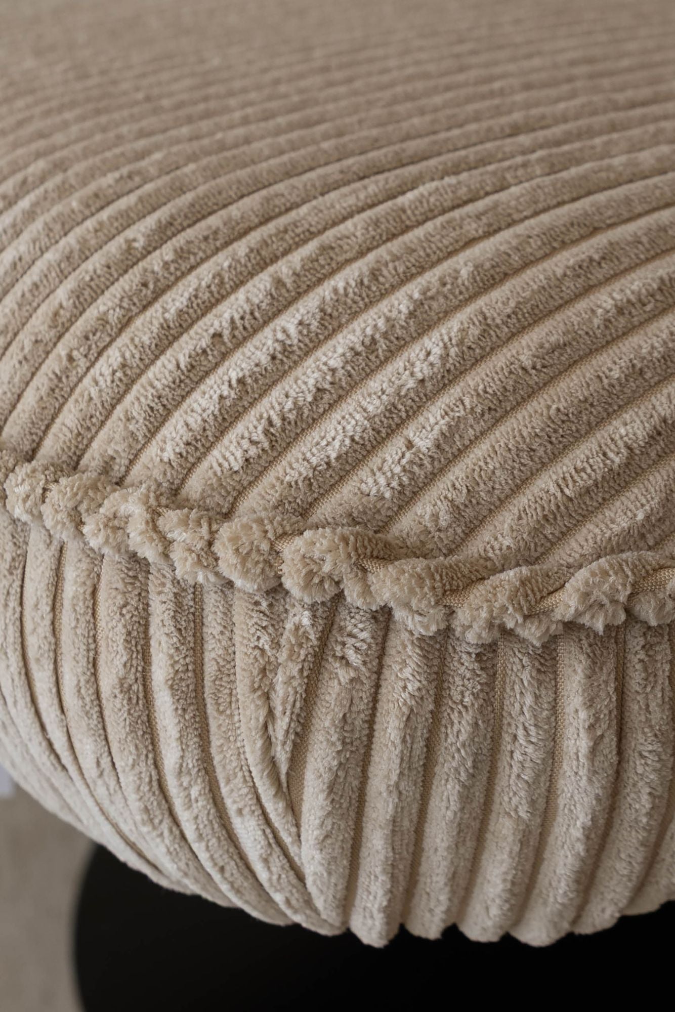 Funky Swivel Armchair In Corduroy - Beige, Black Metal