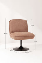 Funky Swivel Armchair - Corduroy - Pink With Black Metal Legs