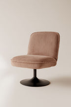 Funky Swivel Armchair - Corduroy - Pink With Black Metal Legs