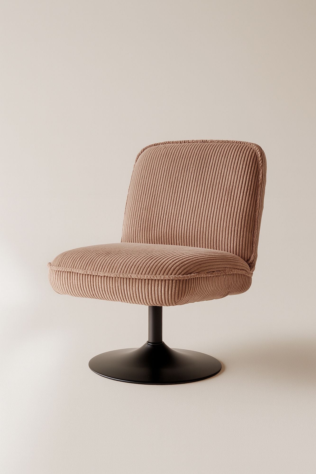 Funky Swivel Armchair - Corduroy - Pink With Black Metal Legs