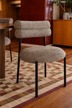 Gina - Lot 2 Chaises - Tissu Tweed/Métal - Noir/Moka