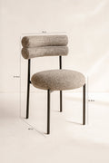 Gina - Lot 2 Chaises - Tissu Tweed/Métal - Noir/Moka