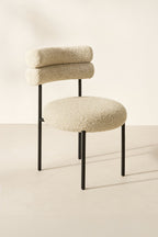 Gina - Lot 2 Chaises - Tissu Tweed/Métal - Beige/Noir