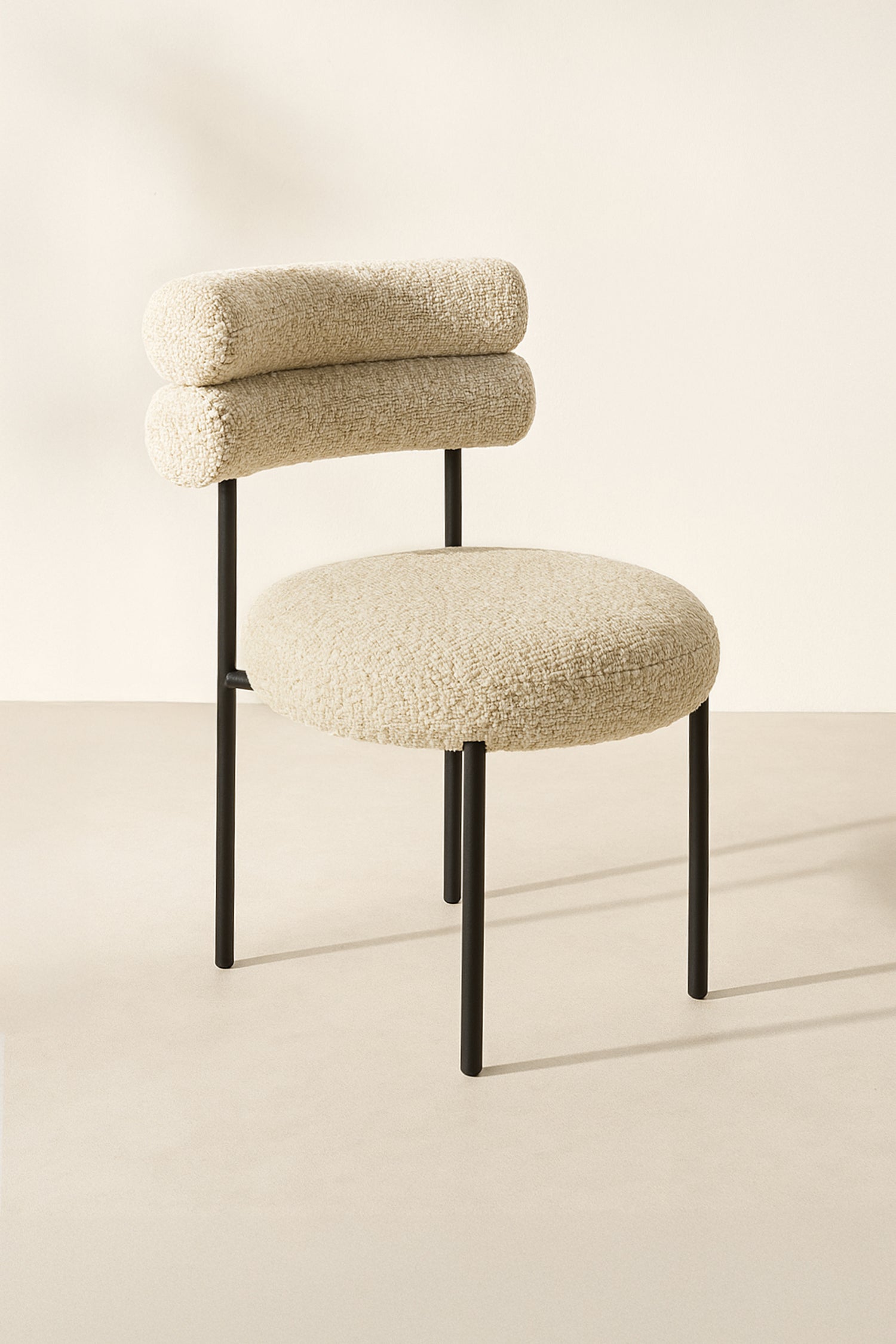 Gina - Lot 2 Chaises - Tissu Tweed/Métal - Beige/Noir