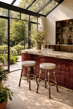 Scala - Tabouret De Bar Haut - Alu Aspect Rotin/Textilen - Noisette
