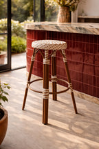 Scala - Tabouret De Bar Haut - Alu Aspect Rotin/Textilen - Noisette